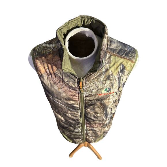 Mossy Oak Break Up Camo Reversible Vest Men Size M 3M Thinsulate Puffer Hunting - Picture 2 of 7